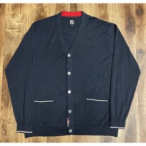 FootJoy 100th Anniversary Golf Cardigan Sweater Wool Blend Blue Red Men's 2XL